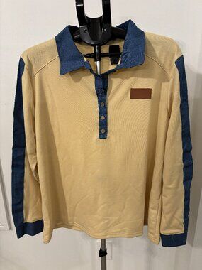 Women's long sleeved shirt with denim detail. Size XXL New without tags